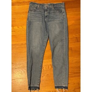 LOFT Modern Skinny High Rise Jeans Women's Size 16/33 Light Wash Frayed Hem